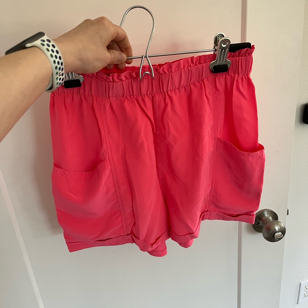 Hot pink silk shorts